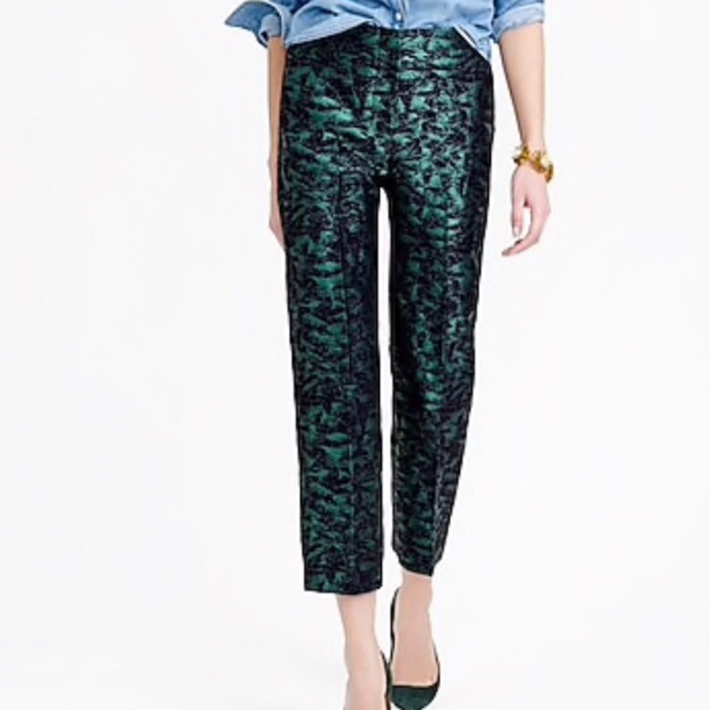 ✨NWT✨ J CREW Patio Pant in Evergreen Jacquard